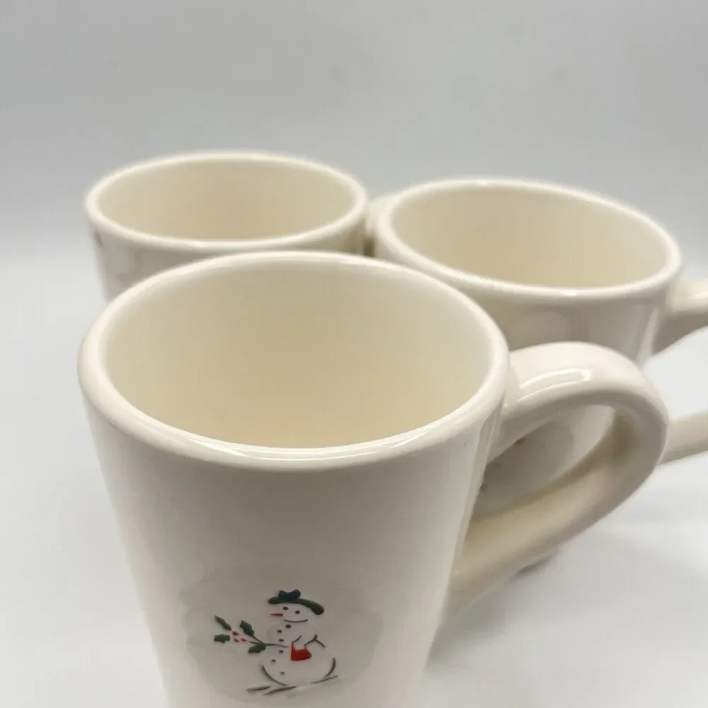 Coffee Mugs Christmas Winter Williams Sonoma Snowman Hot Cocoa Mugs Set of 3